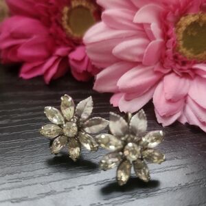 Antique Elegant Silver Floral Earrings